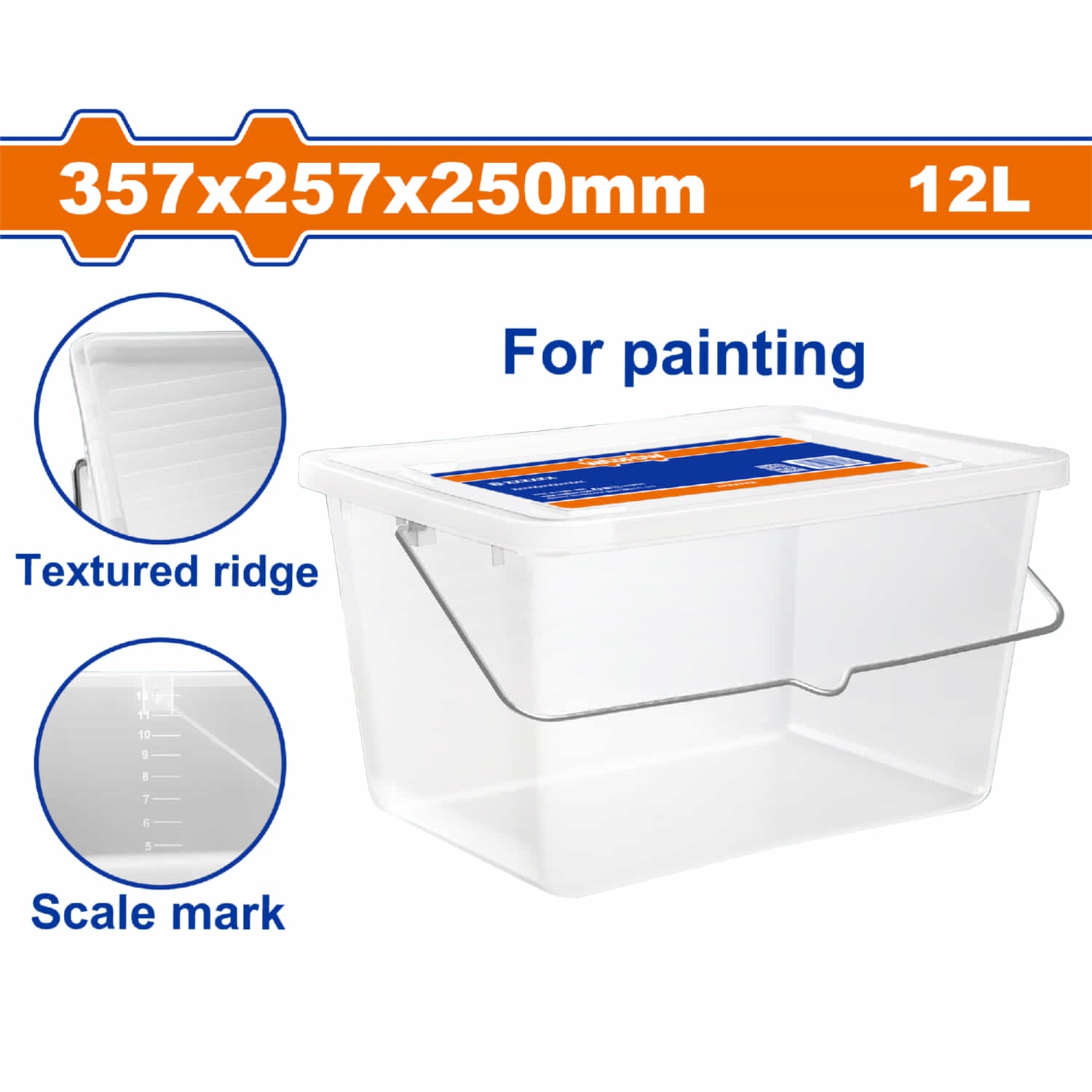 Cubo de plastico para pintura rectangular 12L con escala Tamaño 357*257*250mm Bote de Pintura recipiente