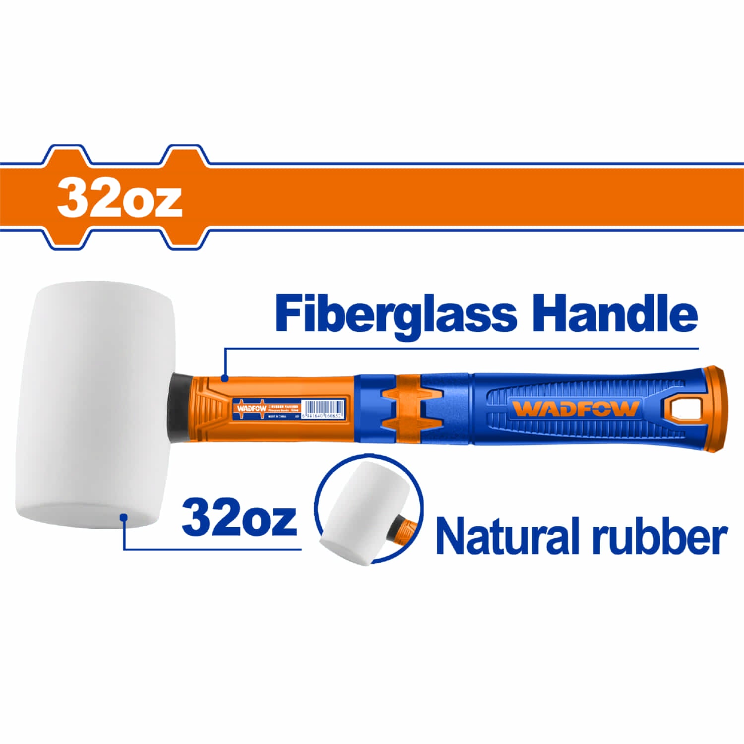 Martillo de goma 32oz caucho natural. Antichispas. Mango de Fibra de Vidrio.