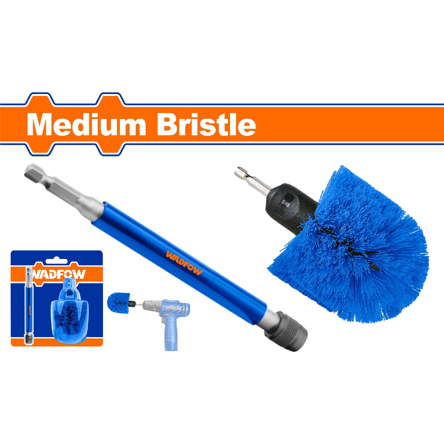 Cepillo de cerdas medianas 360º y soporte de extensión 150m. Pisos, porcelana, granito. 2 pzas.