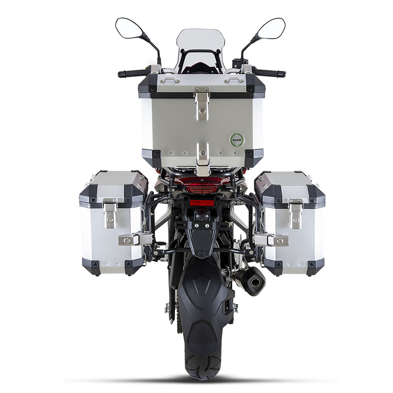 Kit de 3 Cajas TopCase+2SideCase modelo Benelli para TRK251 Color Aluminio incluye racks