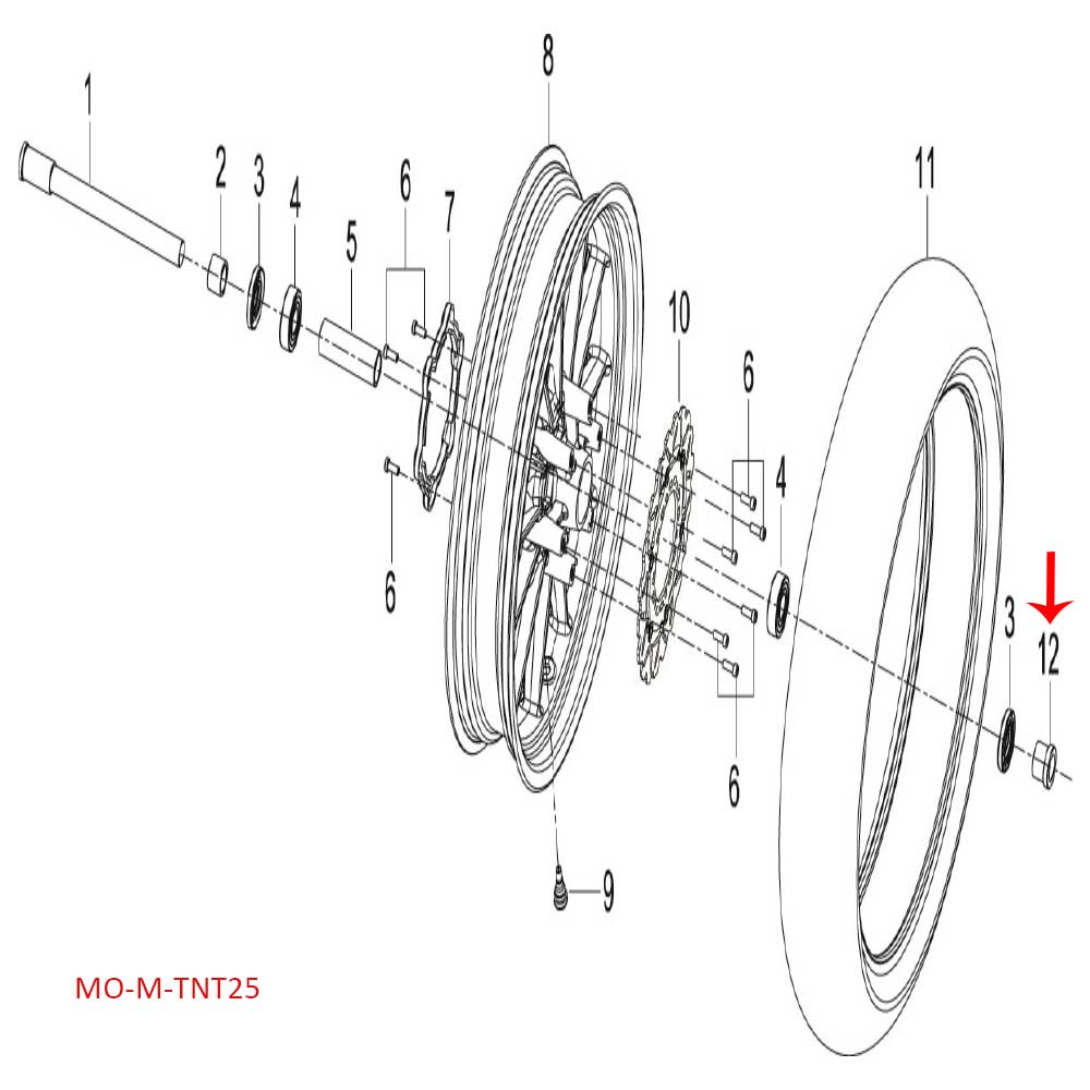 Buje izquierdo de la rueda delantera (TNT25 / TRK251 / LEONCINO250 / 302S)