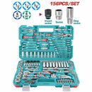 Sockets Dados 156 Piezas Variadas En Maletín. (Llaves, Barras, Adaptador, Mangos) En Juego Kit 1/4", 3/8" Y 1/2".