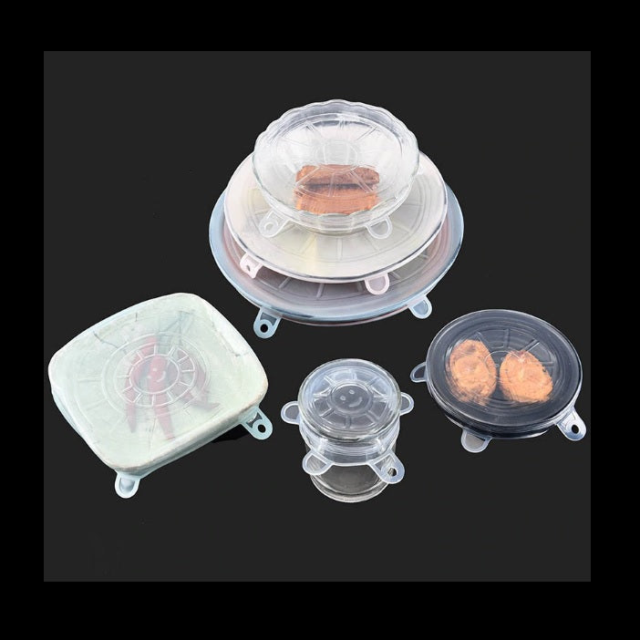 Tapas elásticas de silicona, reutilizable. 6 Pza. para bolws y ollas