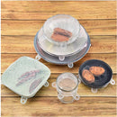 Tapas elásticas de silicona, reutilizable. 6 Pza. para bolws y ollas