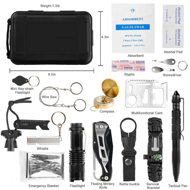 Kit de supervivencia y defensa 18 en 1, para exteriores.