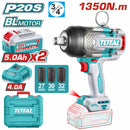Llave Impacto dado cuadrado 20V 3/4" Motor sin escobillas. 1350Nm Incluye 2 baterías y cargador. Super Total