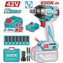 Llave Impacto Dado Cuadrado 42V 1/2" Motor Sin Escobillas. 600Nm Incluye 2 Baterías Y Cargador. Super Total