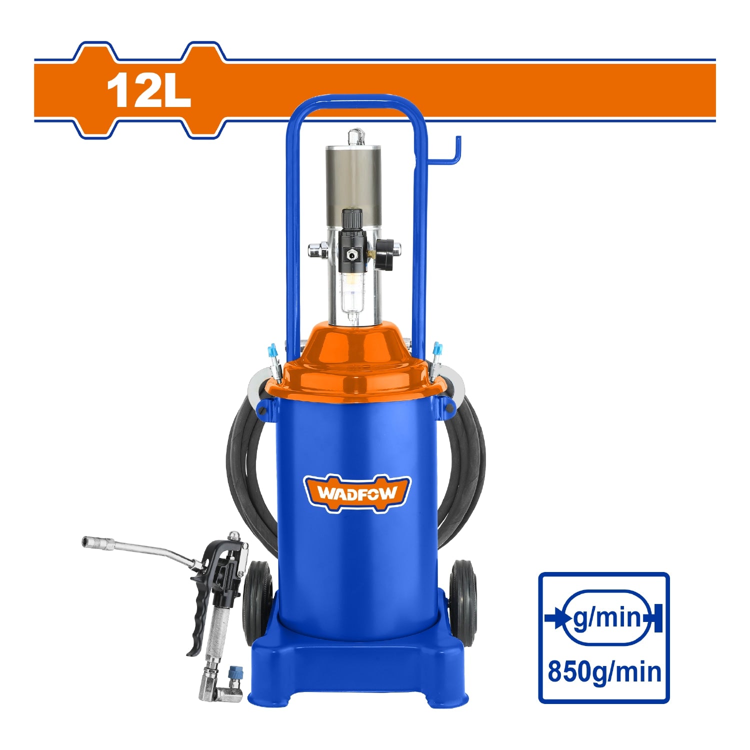 Lubricador Engrasador de grasa neumático de 12L Presión 50:1 6-8bar Flujo 850g/min Lubricador grasa