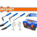 Herramientas de Jardinería 8 piezas. (Guantes, rastrillo, azada, desmalezadora) (Juego)