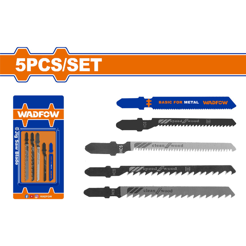 Hojas de Sierra Caladora Mixtas. (HCS T244D, T101D, T101B, T118A, HSS T118A) Set de 5 pzas.