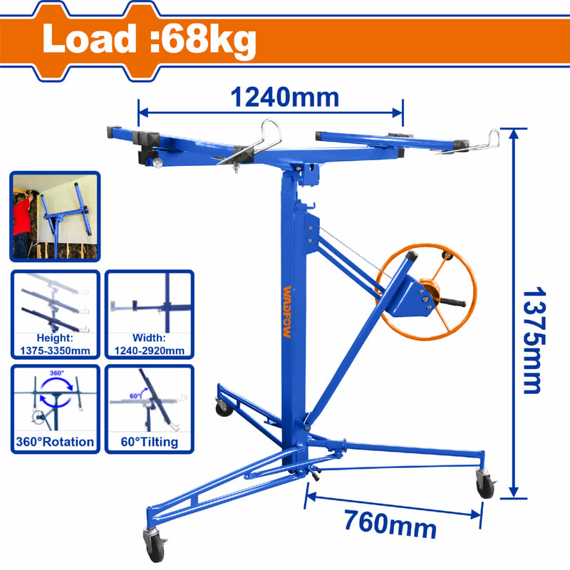 Grua Elevador para láminas de Gypsum Yeso Drywall Peso Max. 68Kg Tamaño: 48x192 Panel de Elevación Cartón Yeso