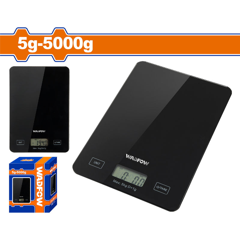Balanza pesa digital de cocina 5g-5000g. Apagado automático. Pantalla LCD. Vidrio Templado.