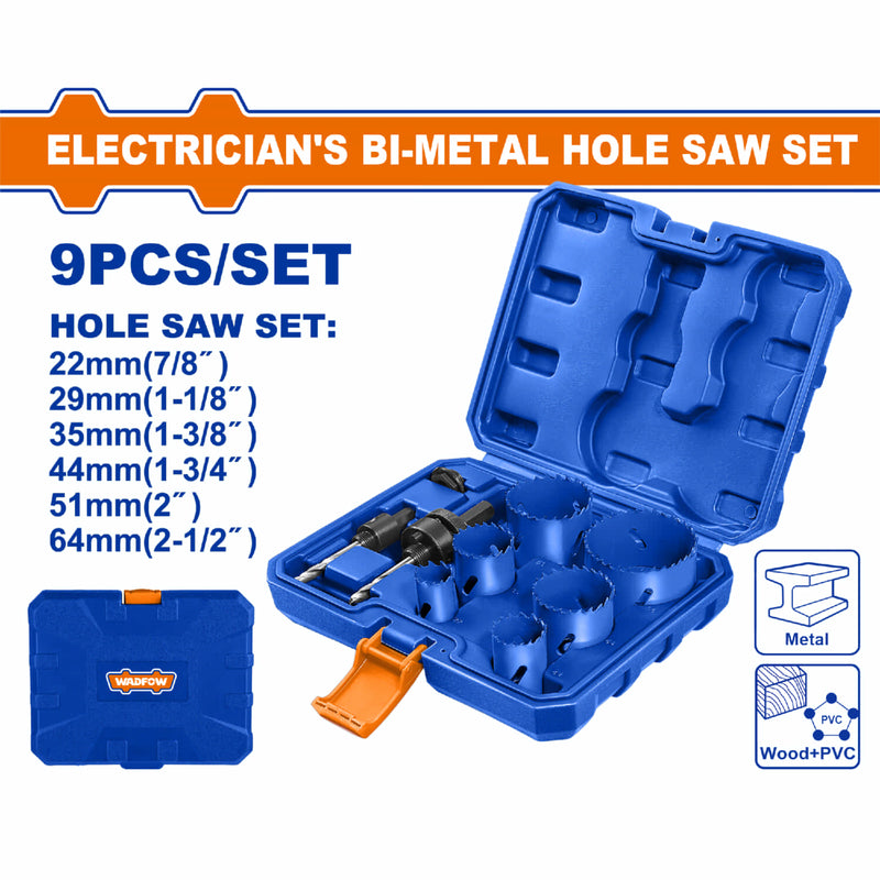 Sierras perforadoras bimetálicas para electricistas. Set 9 piezas