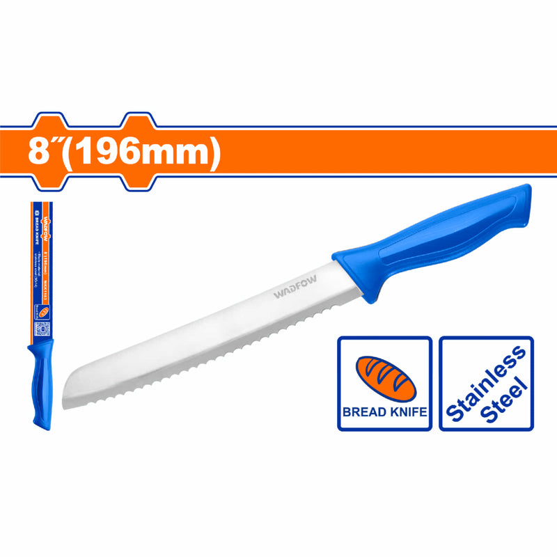 Cuchillo para pan 8" de acero inoxidable. Ideal para rebanar panecillos.