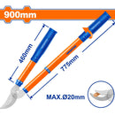 Tijera de podar telescópica 580-900mm. Acero al carbón. Tratamiento térmico.