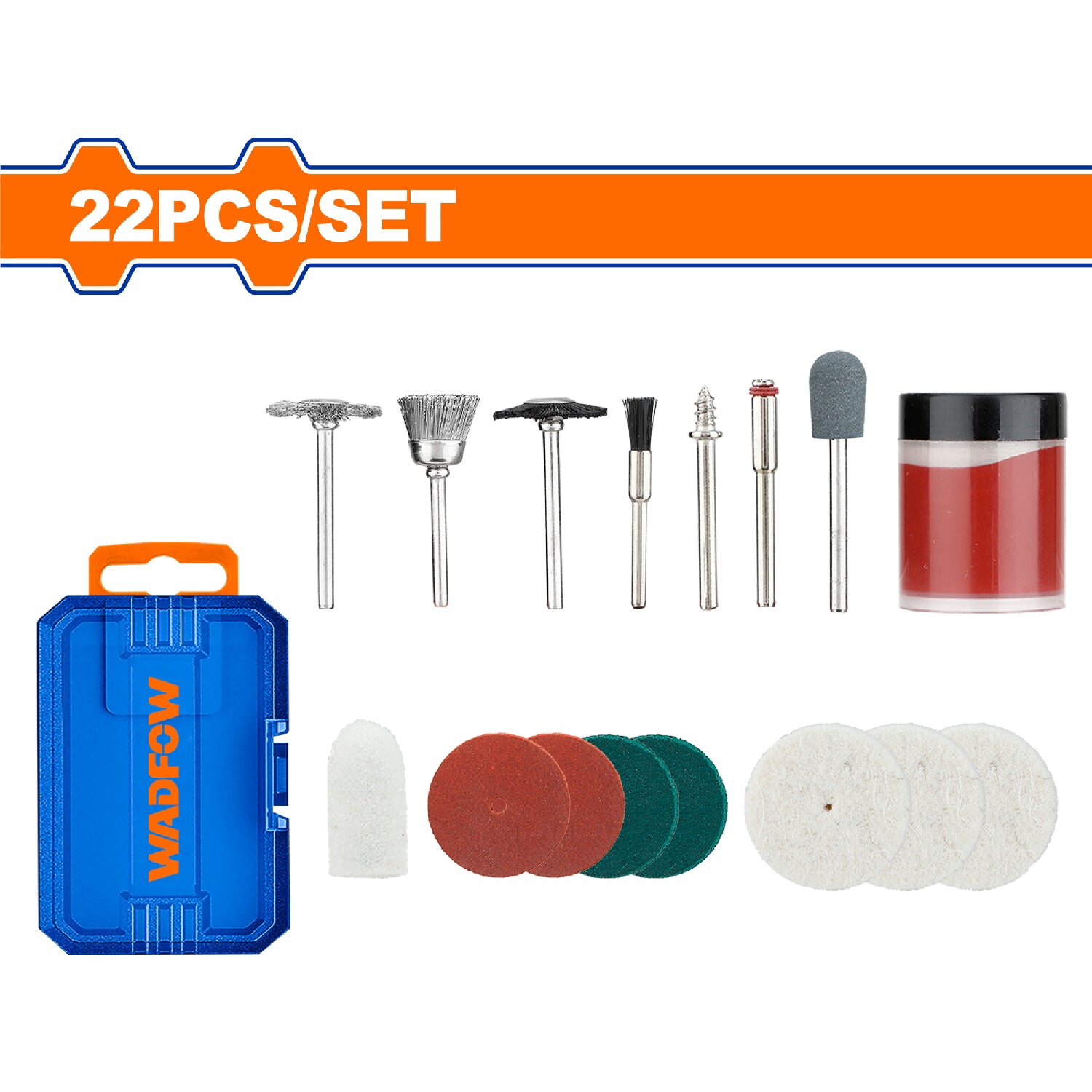 Mini mototool  accesorios para 22 piezas (mandril,cepillos,ruedas,afilar,crema)