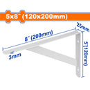 Soporte de Repisa Reforzado 5x8" Capac: 100 Kg. Espesor: 3mm. 6 puntos de fijación.