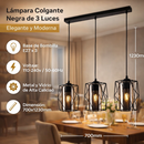 Lámpara Colgante Negra 3XE27 700x1230mm Elegancia Moderna y Versátil