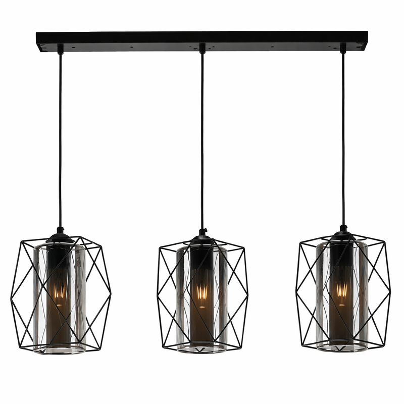 Lámpara Colgante Negra 3XE27 700x1230mm Elegancia Moderna y Versátil