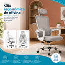 Silla de oficina ergonómica gris con respaldo de malla y apoyabrazos ajustables sin reposapiés. Cómoda silla de computadora para Escritorio.