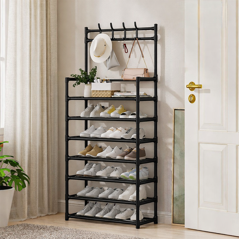 Zapatera Organizador de zapatos, sombreros y accesorios multifuncional 60x26x165 cm de hierro . Perchero Zapatero Estante.