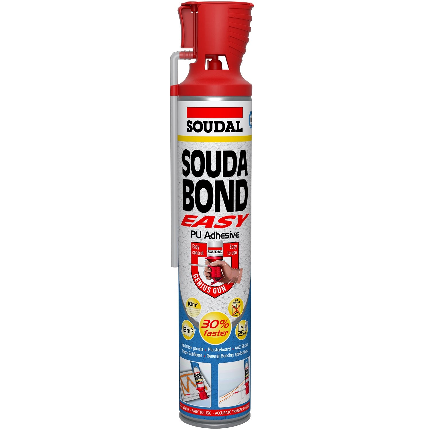 Pegamento Espuma PU adhesiva aislante Soudal Soudabond Easy 750 ml para laminas de marmol pvc y wpc