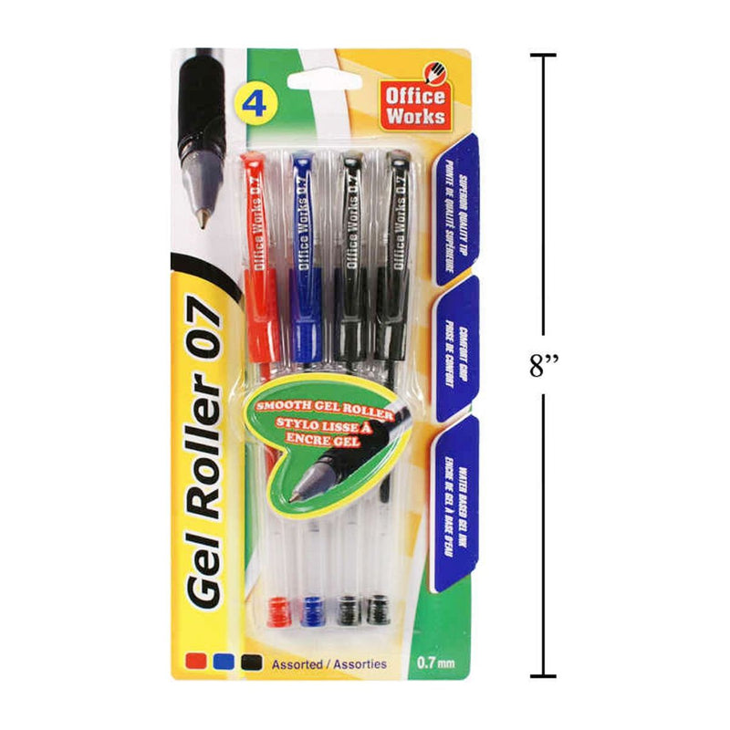 4 piezas Bolígrafo de gel de 0,7 mm, azul, negro y rojo