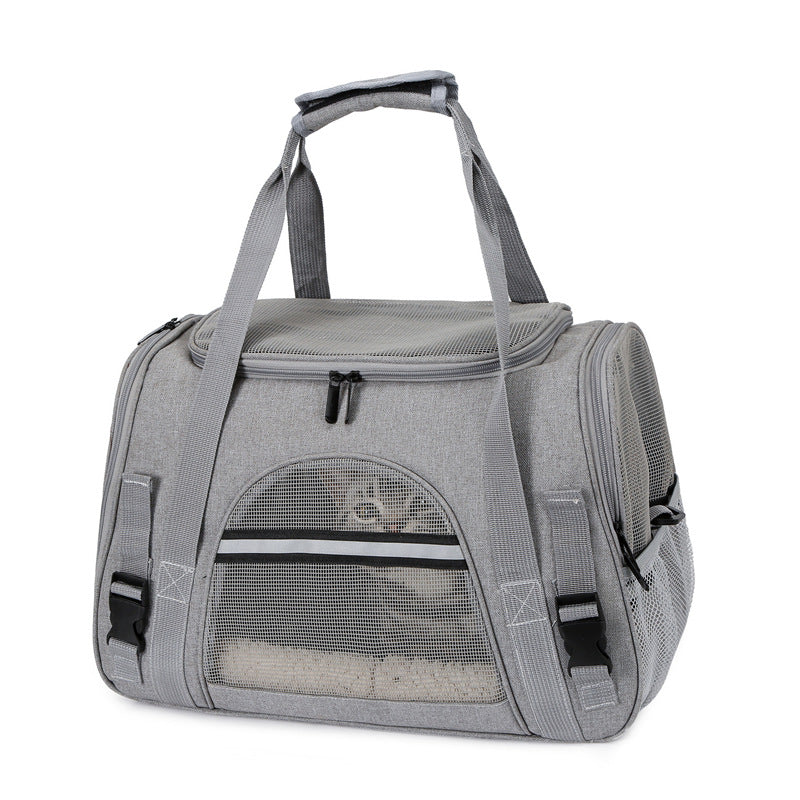 Bolsa transportadora para mascotas. Color Gris. Tamaño 45x24x28cm.