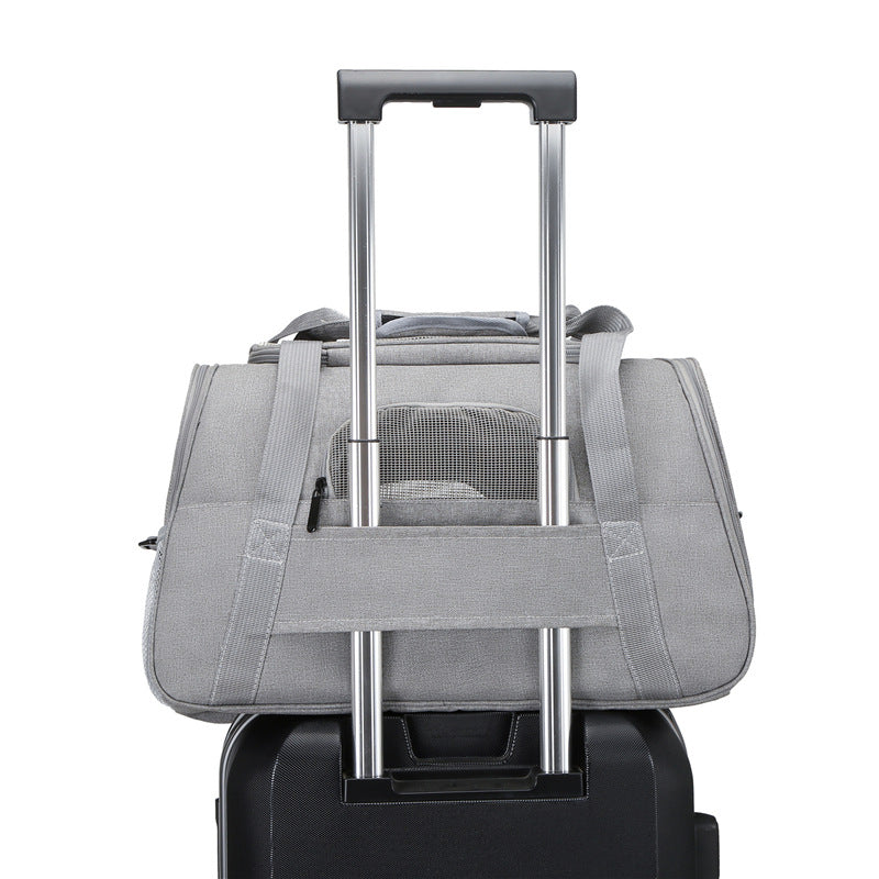 Bolsa transportadora para mascotas. Color Gris. Tamaño 45x24x28cm.