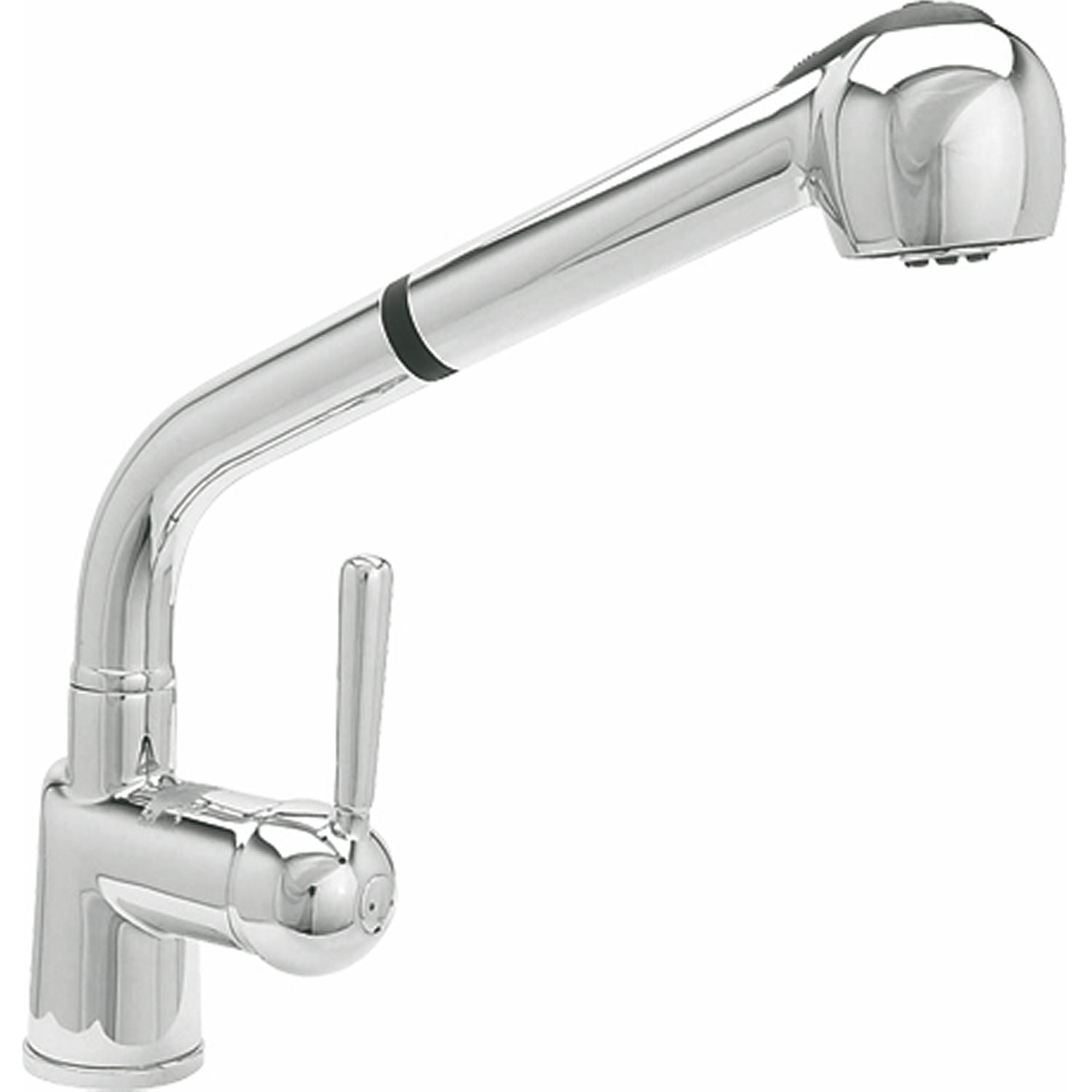 Llave monomando para fregador con nariz retráctil incluye mangueras