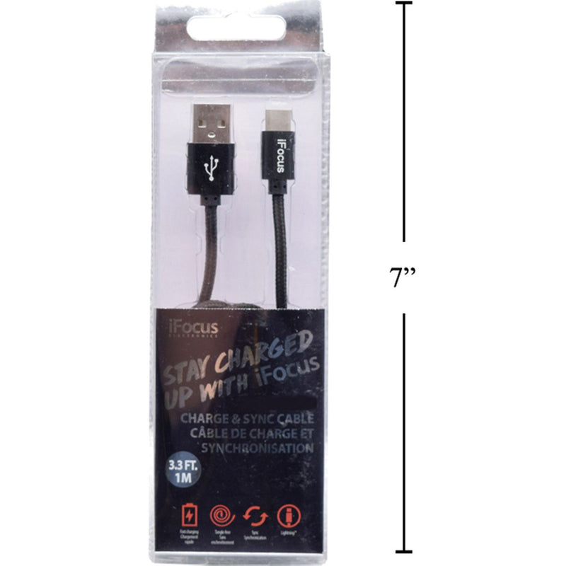 iFocus, cable de carga y sincronización 1M tipo C, negro, caja de pvc + bandeja (HZ)