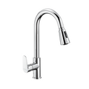 Grifo De fregador Cromado con manguera extensible. Pluma Llave Para Fregador De Cocina con 3 tipos de chorro. Cuello cisne. Garantía de por vida.