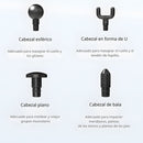 Masajeador portátil con 6 niveles. Pistola de masajes inalámbrica 50W 7.4V. Incluye 4 cabezales.