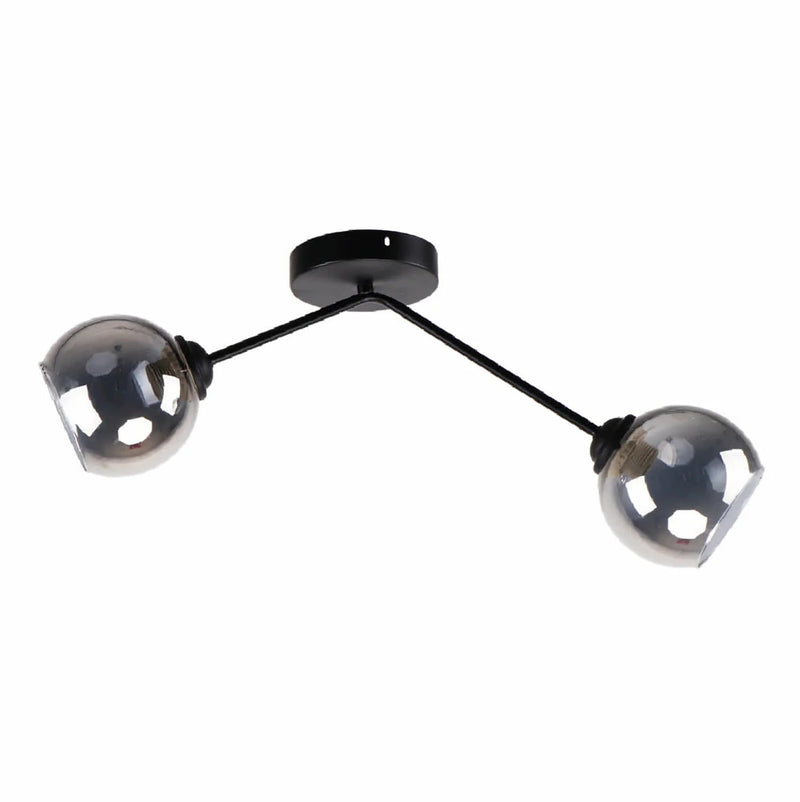Lámpara de techo negra 2XE27 Iluminación eficiente y versátil. Metal y vidrio de alta calidad.