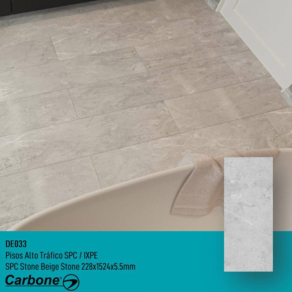 Piso SPC Beige Stone 1524 X 228 X 5.5 Mm Con IXPE 6 Pc. Pack 2.1 M2