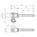 Terminal Para Cable 5Mm Con Pin Removible .Rosca Hembra .AISI 304.