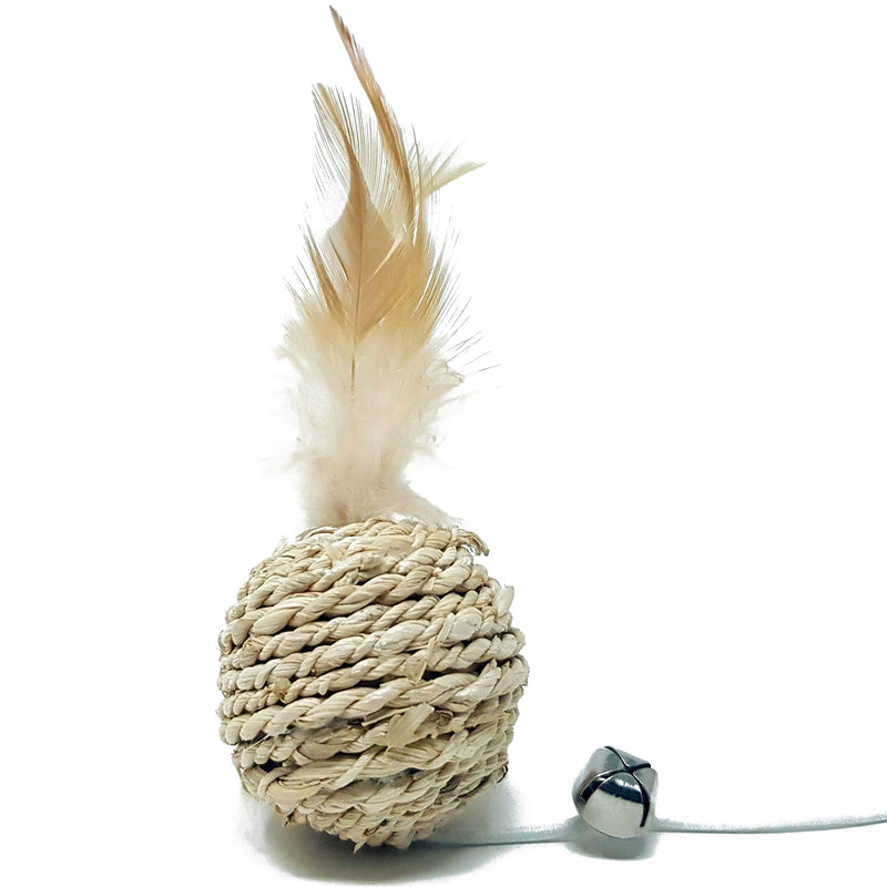 Juguete para Gato juego de varita con pluma y pelota de lino incluye cascabel. Tamaño 40cm