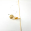 Juguete para Gato juego de varita con pluma y pelota de lino incluye cascabel. Tamaño 40cm