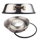 Tazón de acero inoxidable con borde antideslizante para mascotas. Tamaño 18x24.5x8cm