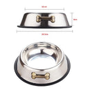 Tazón de acero inoxidable con borde antideslizante para mascotas. Tamaño 18x24.5x8cm