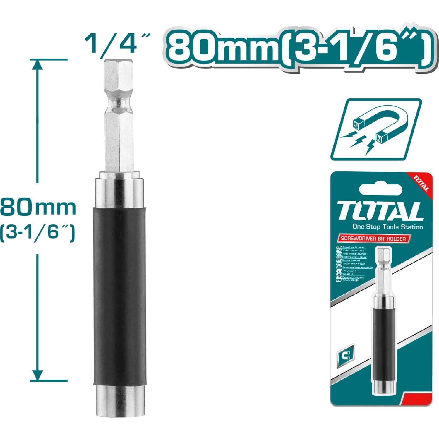 Porta Punta Magnético Para Destornillador Extensión De 80 Mm. Soporte Adicional De 45 Mm.