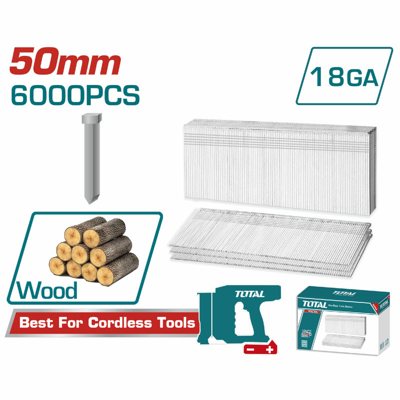 Clavos para clavadora de aire 50mm 6000 pzas por caja. Apto para TCBNLI5005,TCBNLI5008 . Clavos Brad.