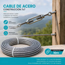Guaya De Acero Inoxidable 304. Cable Metálico 7x7 de 0.0632 kg/m Para Tensar Y Sujetar (4mmx10m)