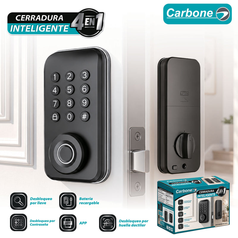 Cerradura Inteligente Digital Cerrojo Smart Lock 5 en 1 Llave Huella contraseña Bluetooth Tuya app fácil de instalar