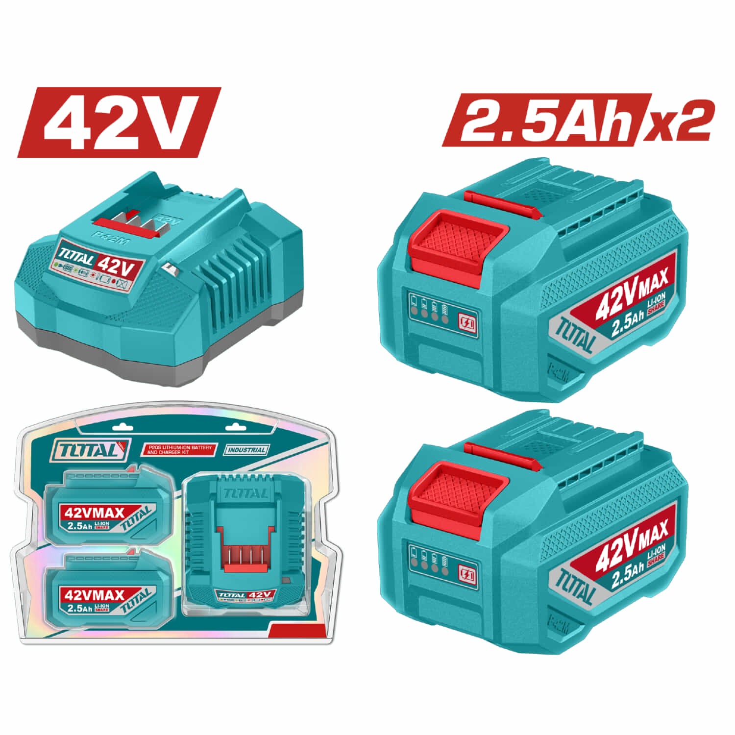 Batería 42V 2.5Ah y Cargador Rápido 42V 2A. Se venden 2 baterías y 1 cargador. TOTAL