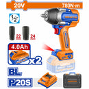 Llave Impacto Dado Cuadrado 1/2" 20V 780Nm. Motor sin escobillas. Incluye Batería 4.0Ah y cargador.
