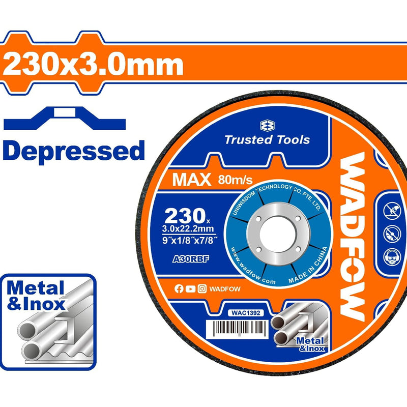 Disco Corte de Metal y Acero Inoxidable 230x3.0mm. Concavo.