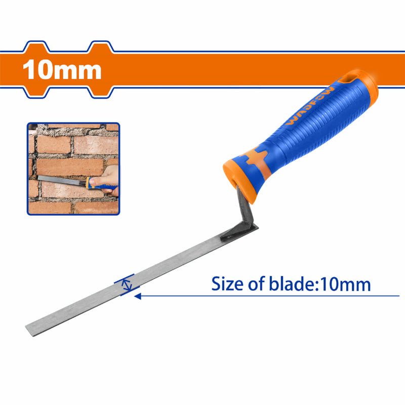 Paleta de Punta para Albañil 10mm Espesor: 1.2mm Mango Plástico. Ideal para relleno entre Ladrillos.