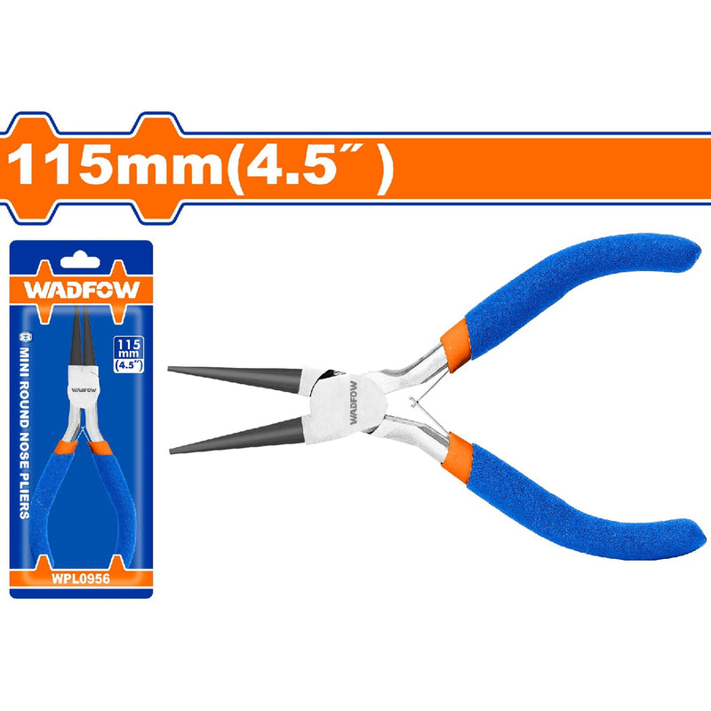 Mini Alicate Punta Fina 115mm (4.5") Pulido y antióxido. Con mango de plástico.