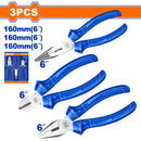 Alicates variados de 6" (Combinados, Corte Diagonal, Punta Larga) Pulido. Set de 3 Piezas.